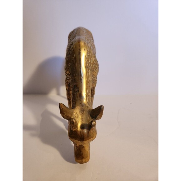 Mid Century Vintage Brass Spotted Deer Doe Large Figurine 10" X 8" - Picture 3 of 7